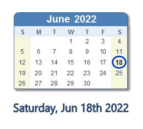 June 18, 2022 (Saturday) .
